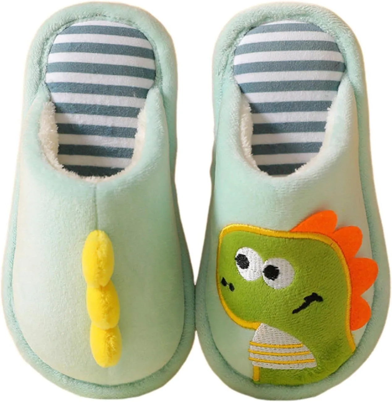 5-13Y Girls Boys Home Slippers Warm Dinosaur House Slippers Slip On Kids Comfort Cute Plush Winter Shoes