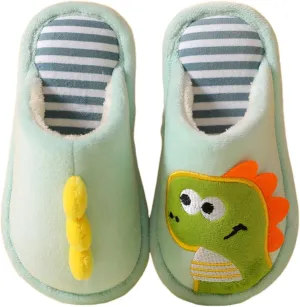 5-13Y Girls Boys Home Slippers Warm Dinosaur House Slippers Slip On Kids Comfort Cute Plush Winter Shoes