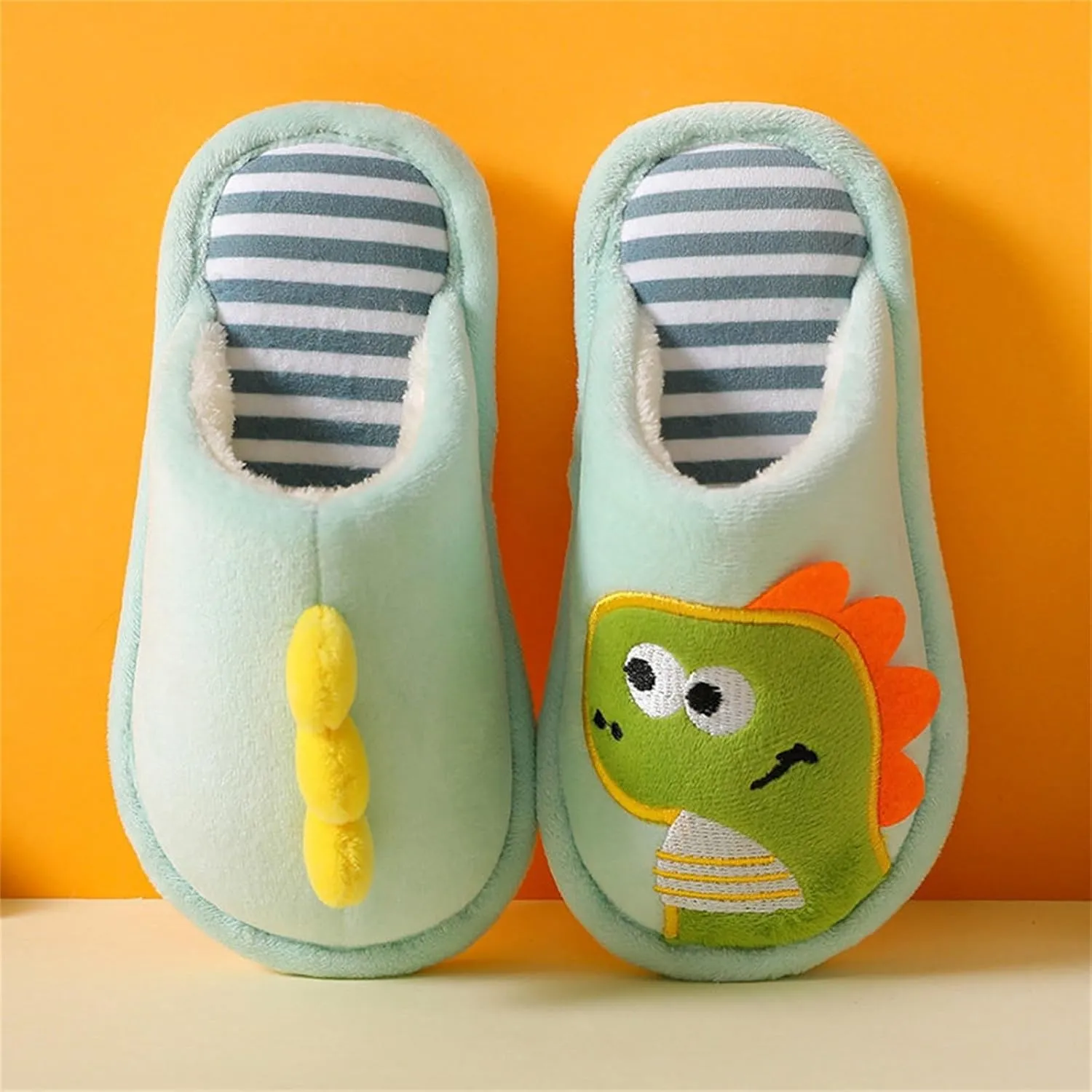 5-13Y Girls Boys Home Slippers Warm Dinosaur House Slippers Slip On Kids Comfort Cute Plush Winter Shoes