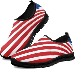 American Flag Walking Shoes for Women Slip On Casual Running Shoes Low Top Mesh Sport Shoes Lightweight Adult Jogging Shoes