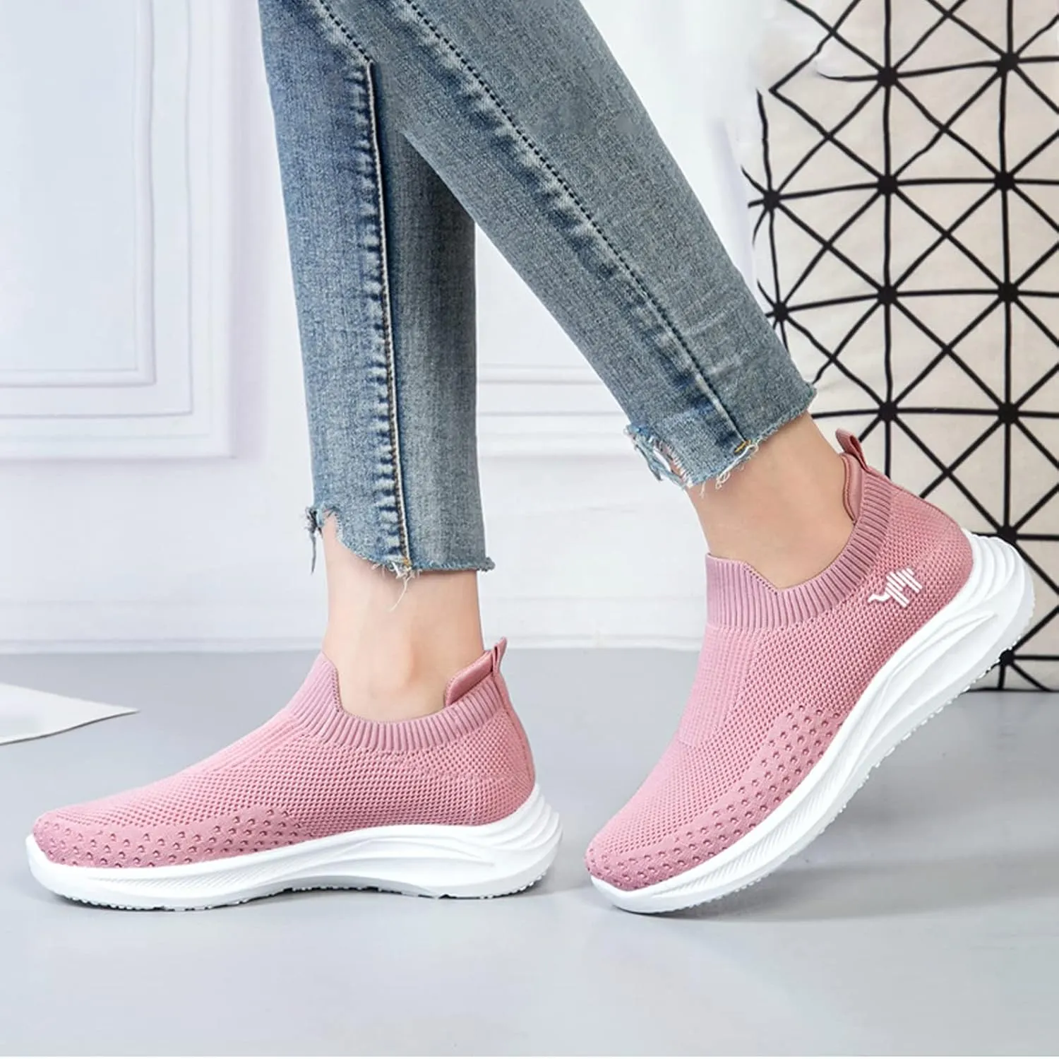AngryMonkey Women Breathable Orthopedic Sneakers Slip On Walking Shoes,Comfort Mesh Non-Slip Lightweight Cushion Diabetic Shoes Slip On Sneakers