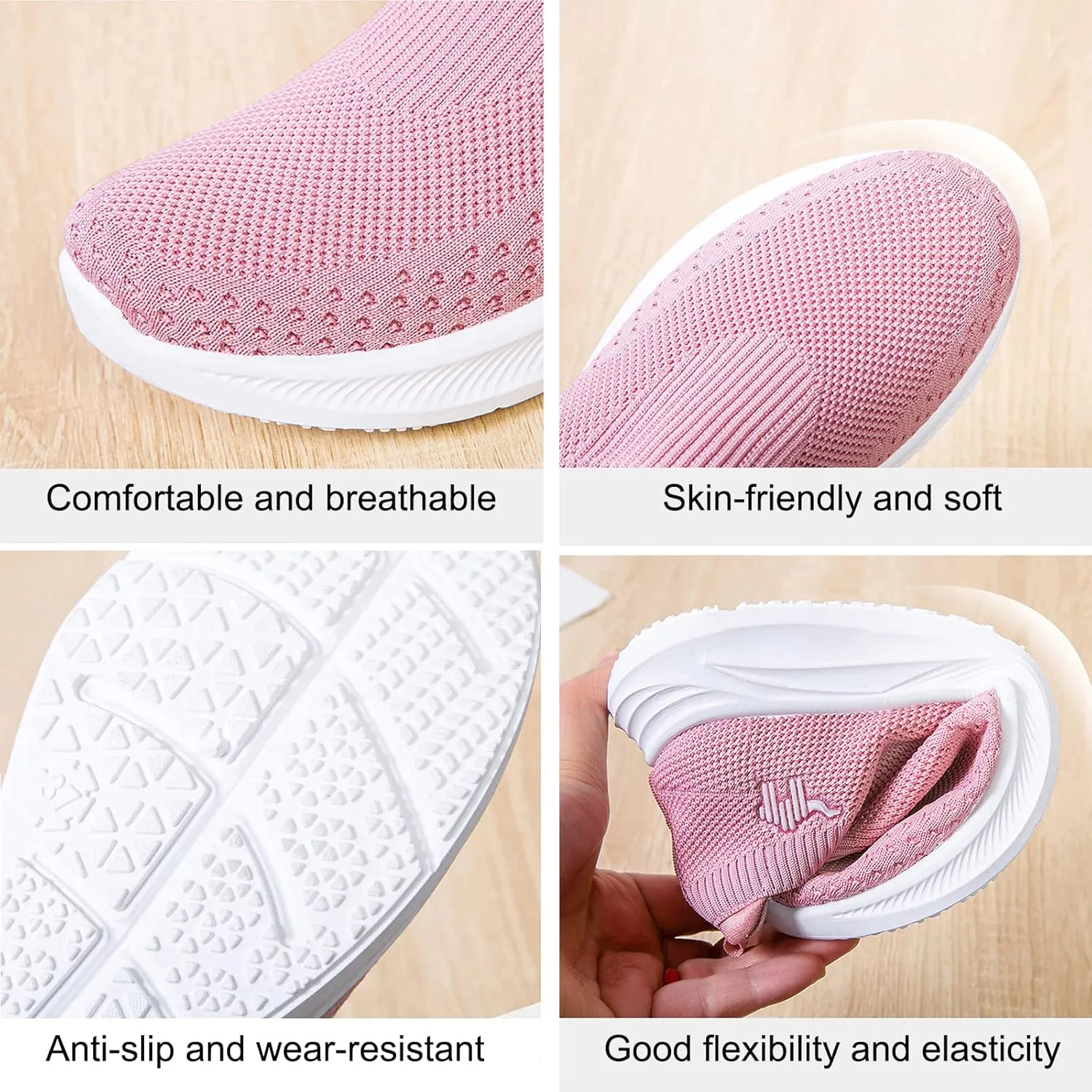 AngryMonkey Women Breathable Orthopedic Sneakers Slip On Walking Shoes,Comfort Mesh Non-Slip Lightweight Cushion Diabetic Shoes Slip On Sneakers