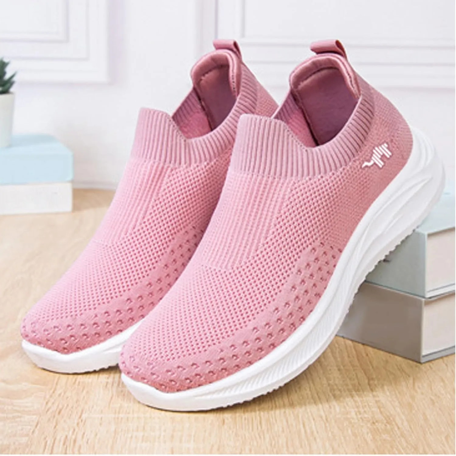 AngryMonkey Women Breathable Orthopedic Sneakers Slip On Walking Shoes,Comfort Mesh Non-Slip Lightweight Cushion Diabetic Shoes Slip On Sneakers