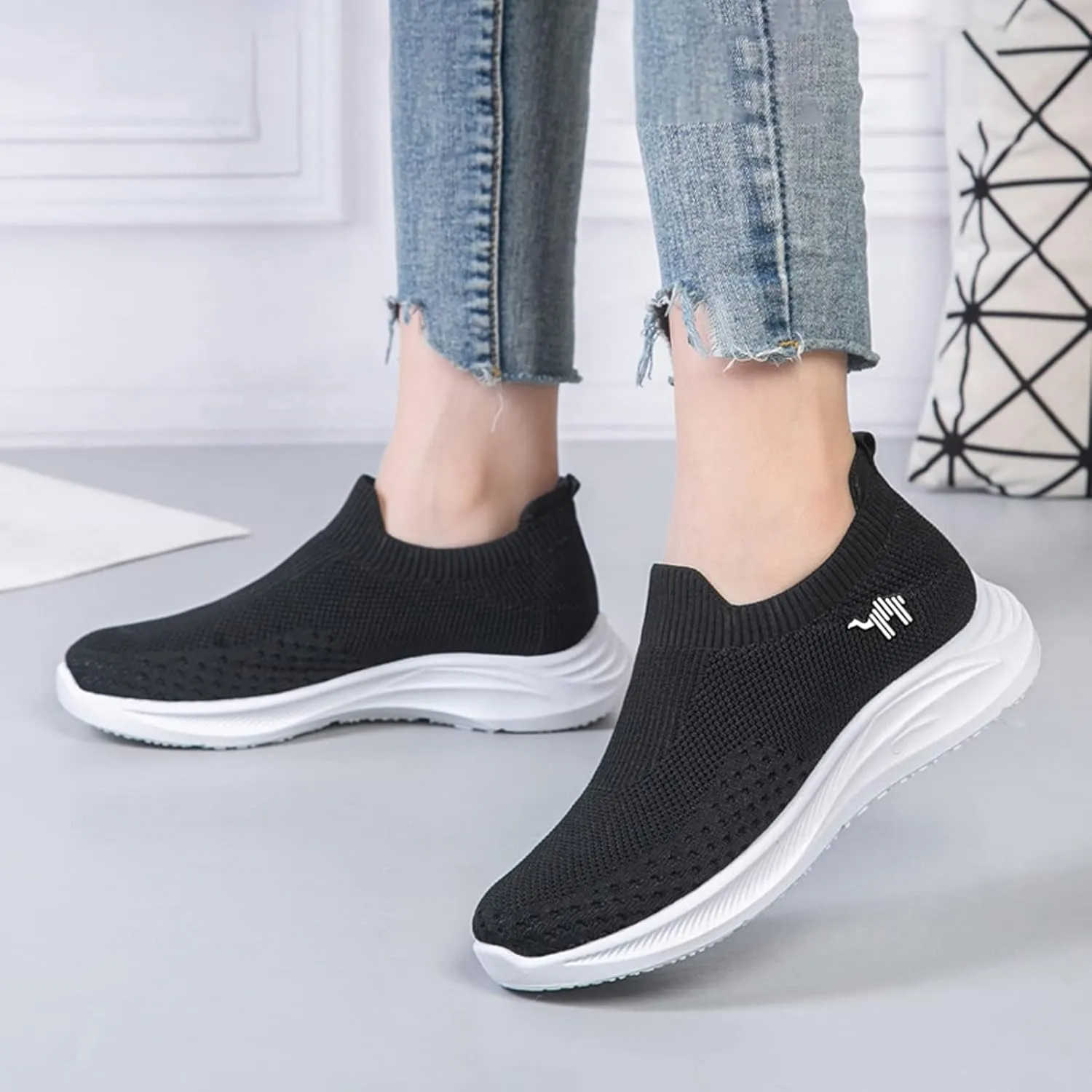 AngryMonkey Women Breathable Orthopedic Sneakers Slip On Walking Shoes,Comfort Mesh Non-Slip Lightweight Cushion Diabetic Shoes Slip On Sneakers