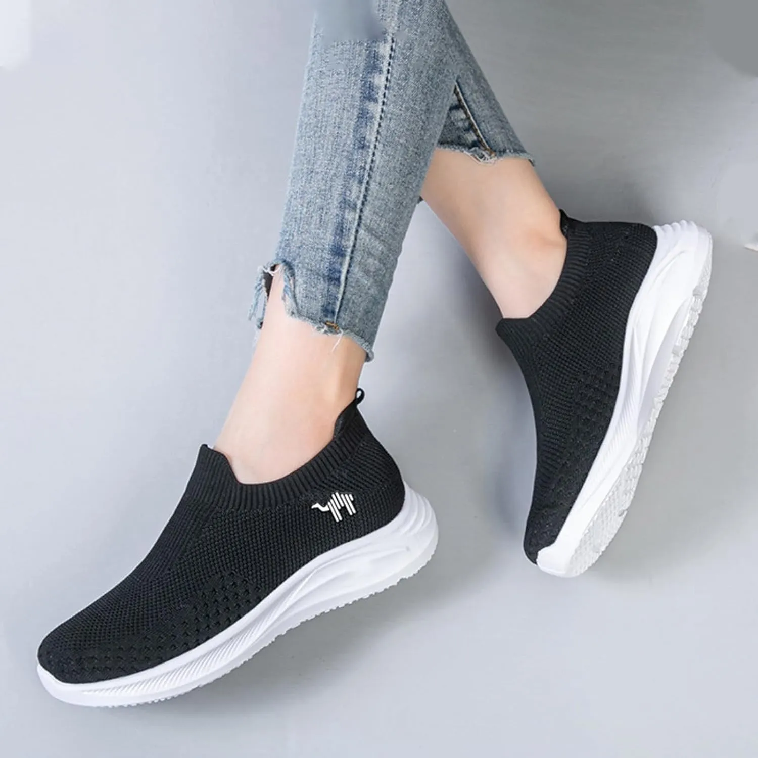 AngryMonkey Women Breathable Orthopedic Sneakers Slip On Walking Shoes,Comfort Mesh Non-Slip Lightweight Cushion Diabetic Shoes Slip On Sneakers