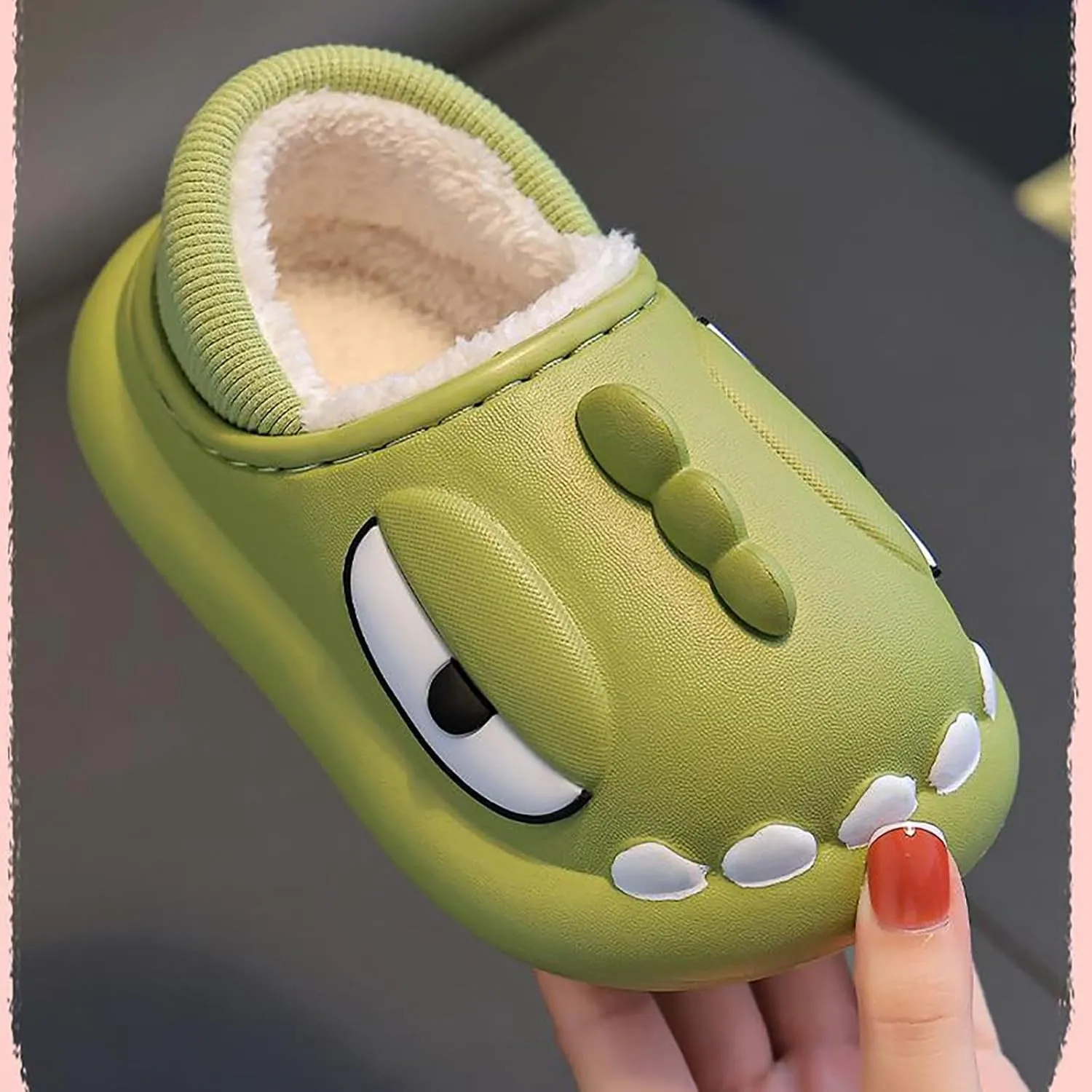 ??artoon Dinosaur Fuzzy Slippers For Boys Baby Memory Foam Ankle Shoes Toddler Infant House Non Slip Comfy Shoes Cotton