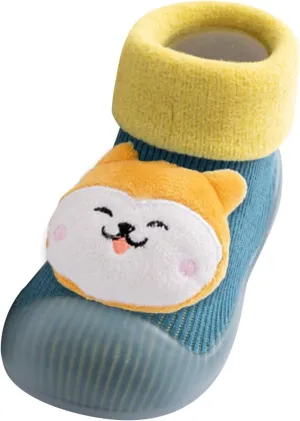 Baby Boy Girls Infant First-Walking Training Shoes Rubber Sole Non-?kid Slipper Floor Sneaker House Shoes Socks