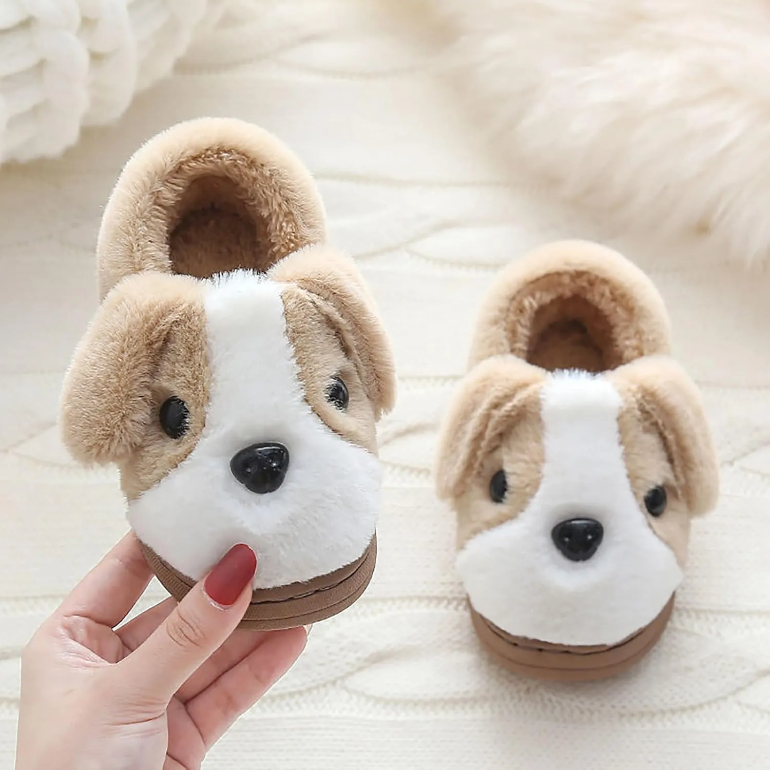 Baby Girls Premium Soft Plush Slippers Cartoon Warm Winter House Shoes Toddler Suede Warm Dog House Slippers