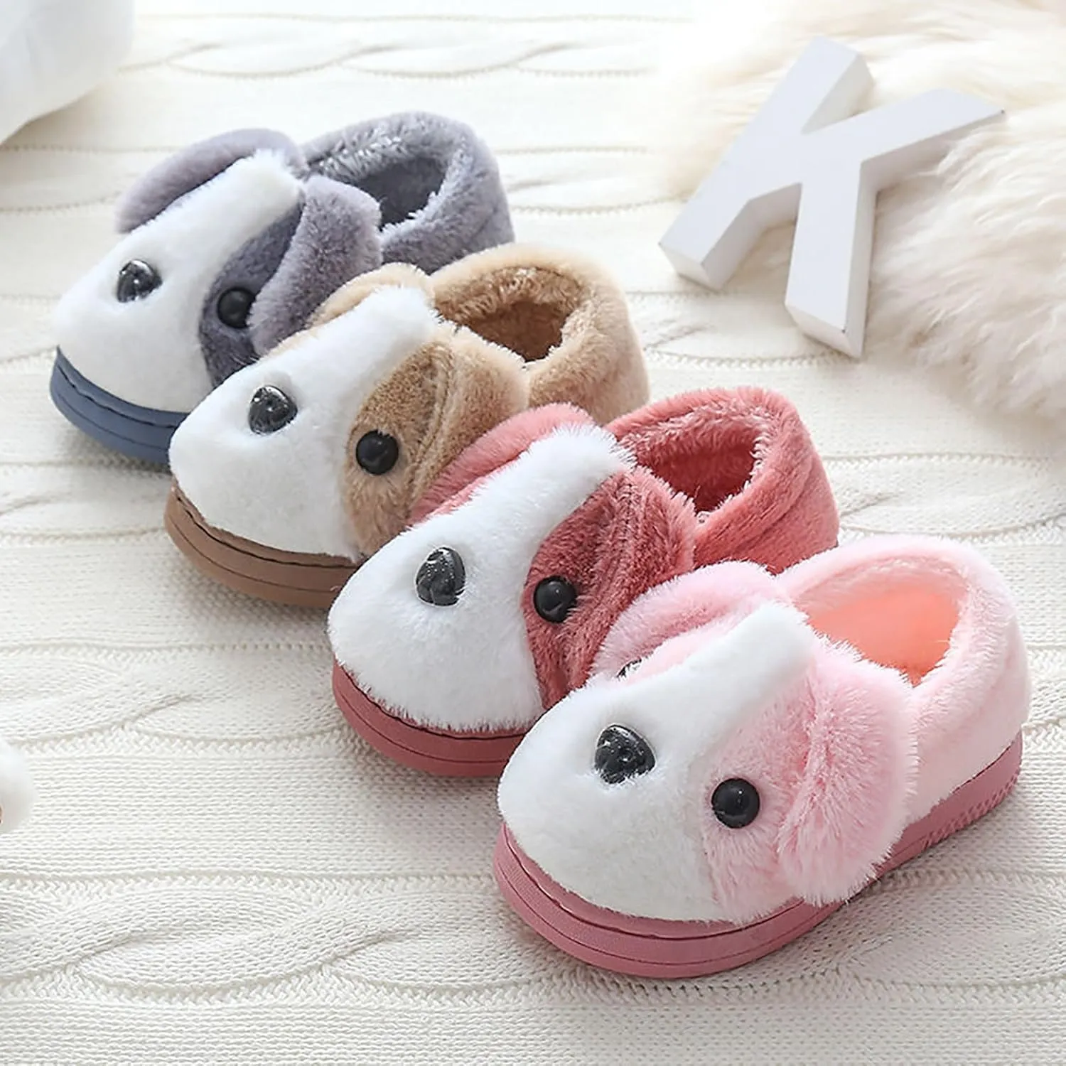 Baby Girls Premium Soft Plush Slippers Cartoon Warm Winter House Shoes Toddler Suede Warm Dog House Slippers