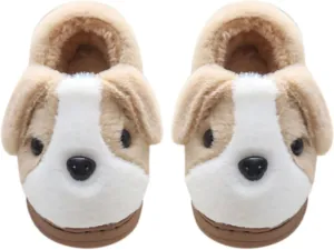 Baby Girls Premium Soft Plush Slippers Cartoon Warm Winter House Shoes Toddler Suede Warm Dog House Slippers
