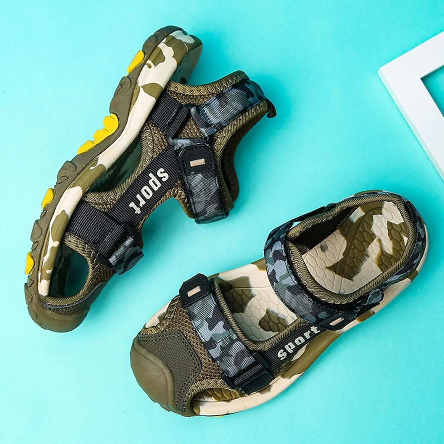 Boys Closed-Toe Camouflage Hiking Sandals Outdoor Hiking Athletic Sport Sneakers Summer Beach Casual Shoes for Kids