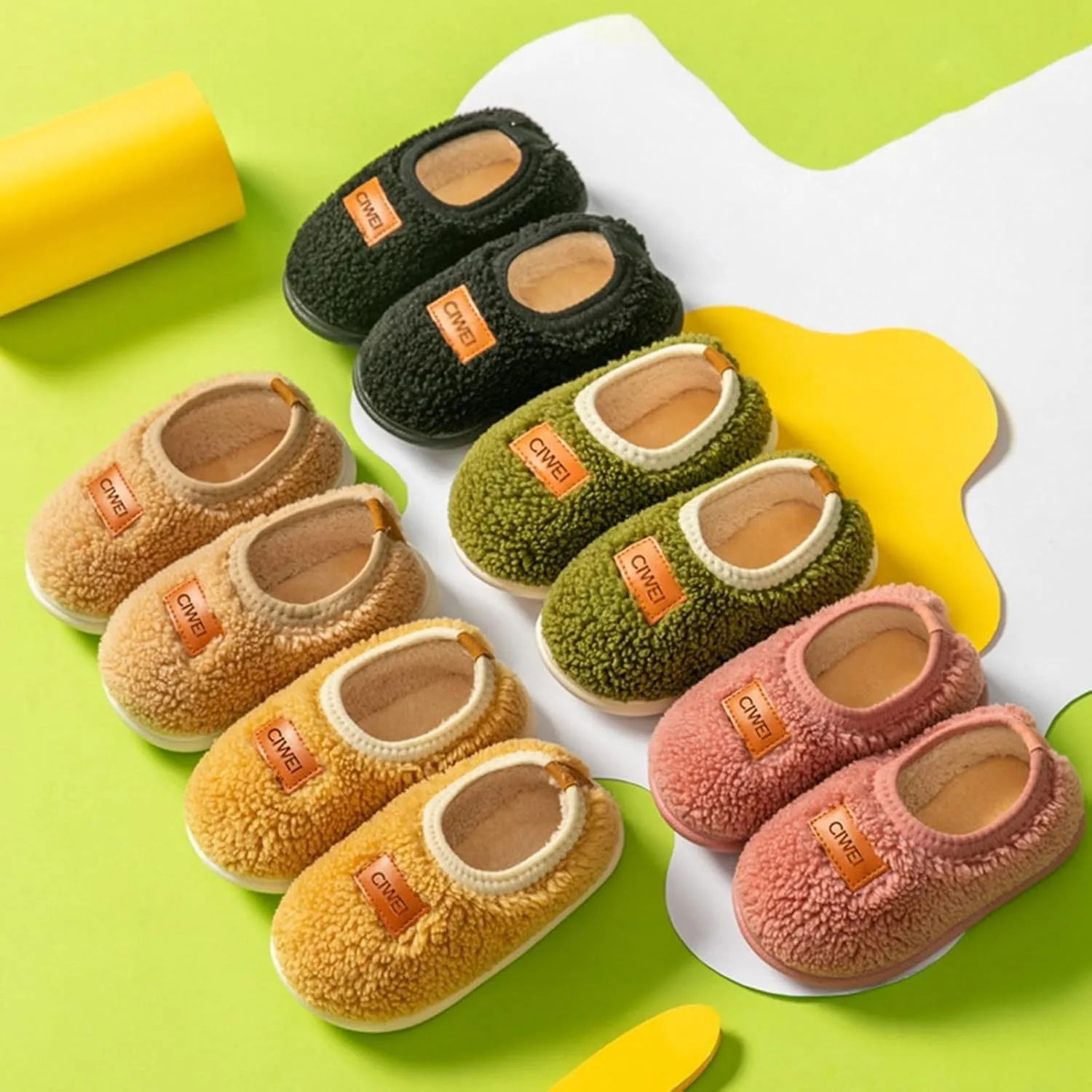 Boys Girls House Warm Slippers Fuzzy Winter Soft Slippers for Kids Fleece Non-Slip Toddler Home Indoor Shoes