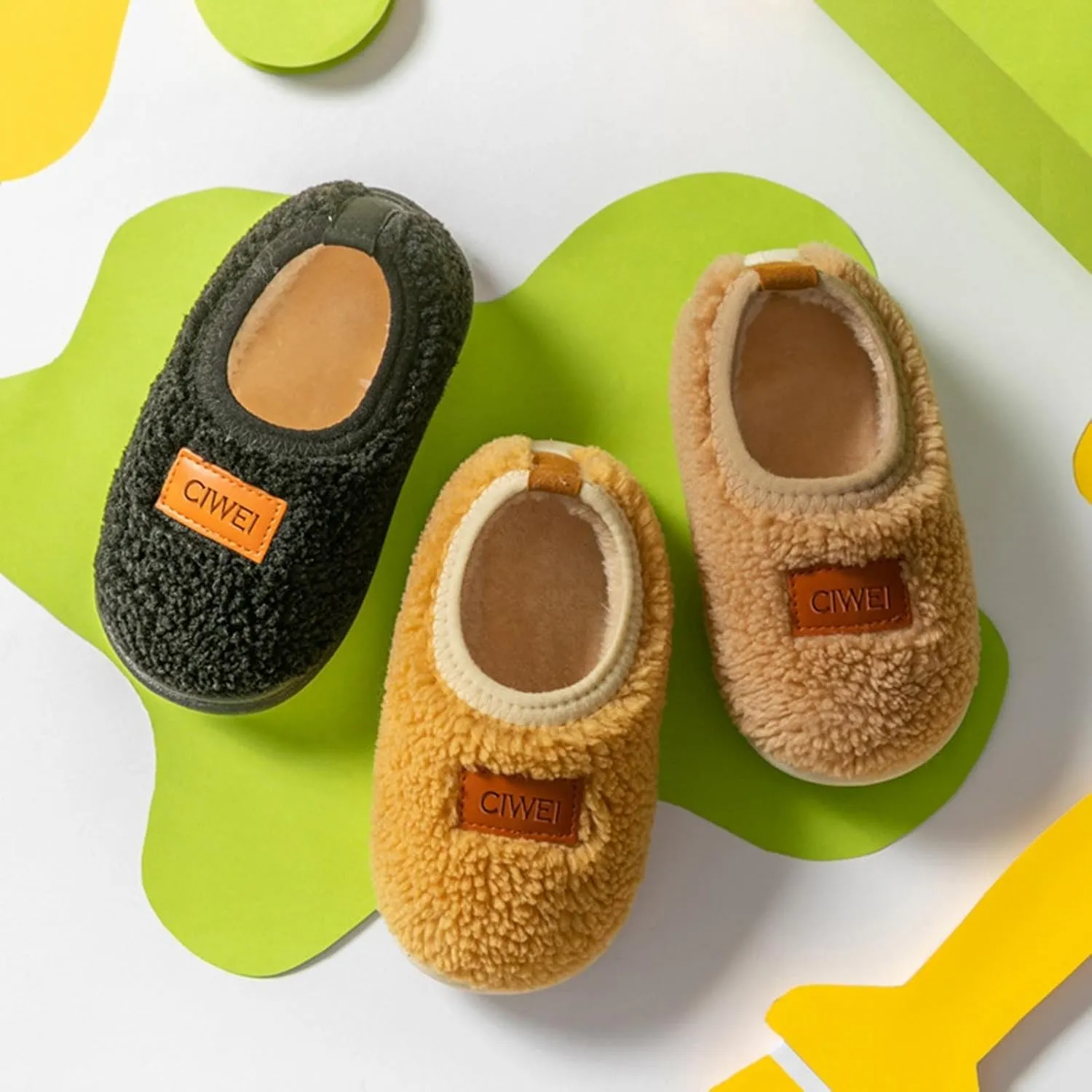 Boys Girls House Warm Slippers Fuzzy Winter Soft Slippers for Kids Fleece Non-Slip Toddler Home Indoor Shoes