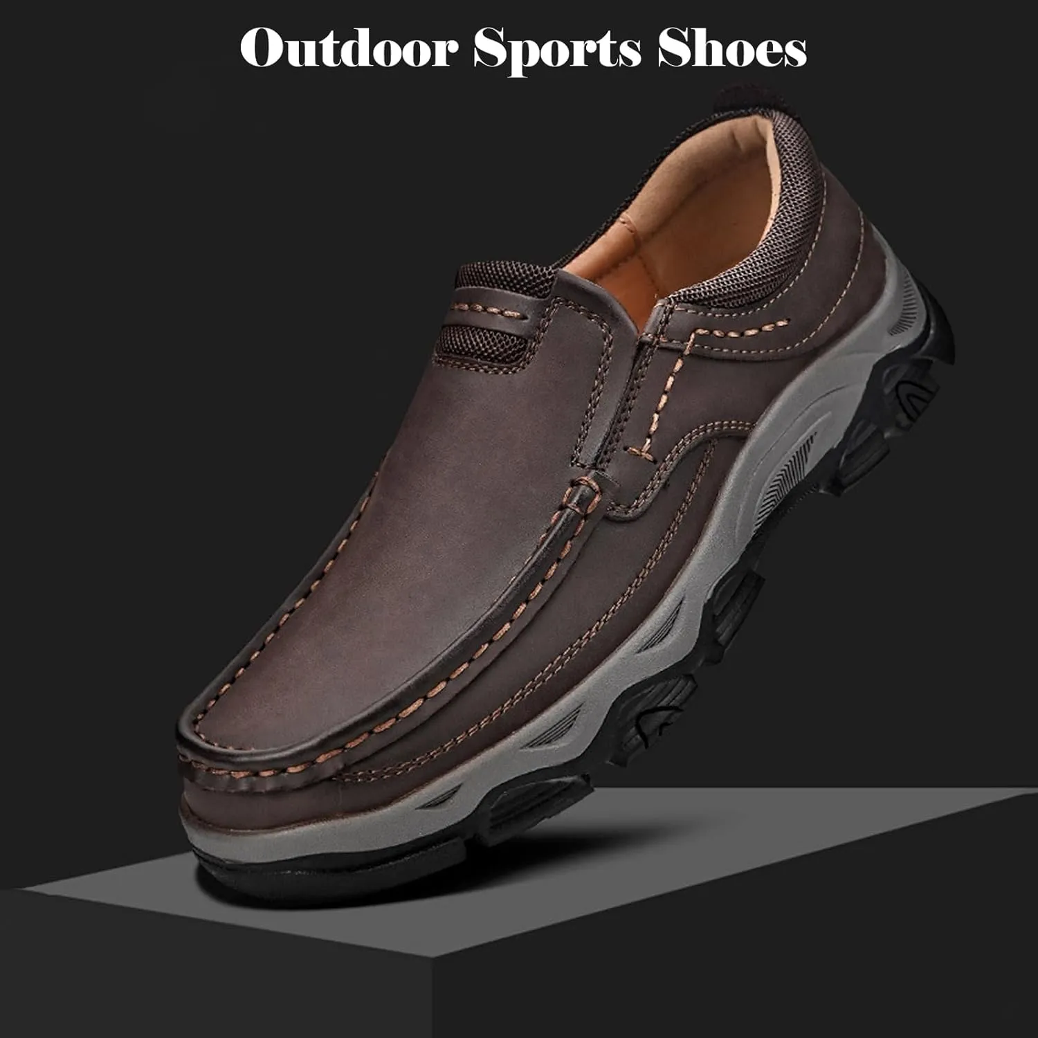 bumuam Men's Comfortable Waterproof Orthopedic Walking Shoes, Slip on Shoes for Men Work Loafers, Outdoor Non-Slip Sneakers, for Travel, Camping, Running