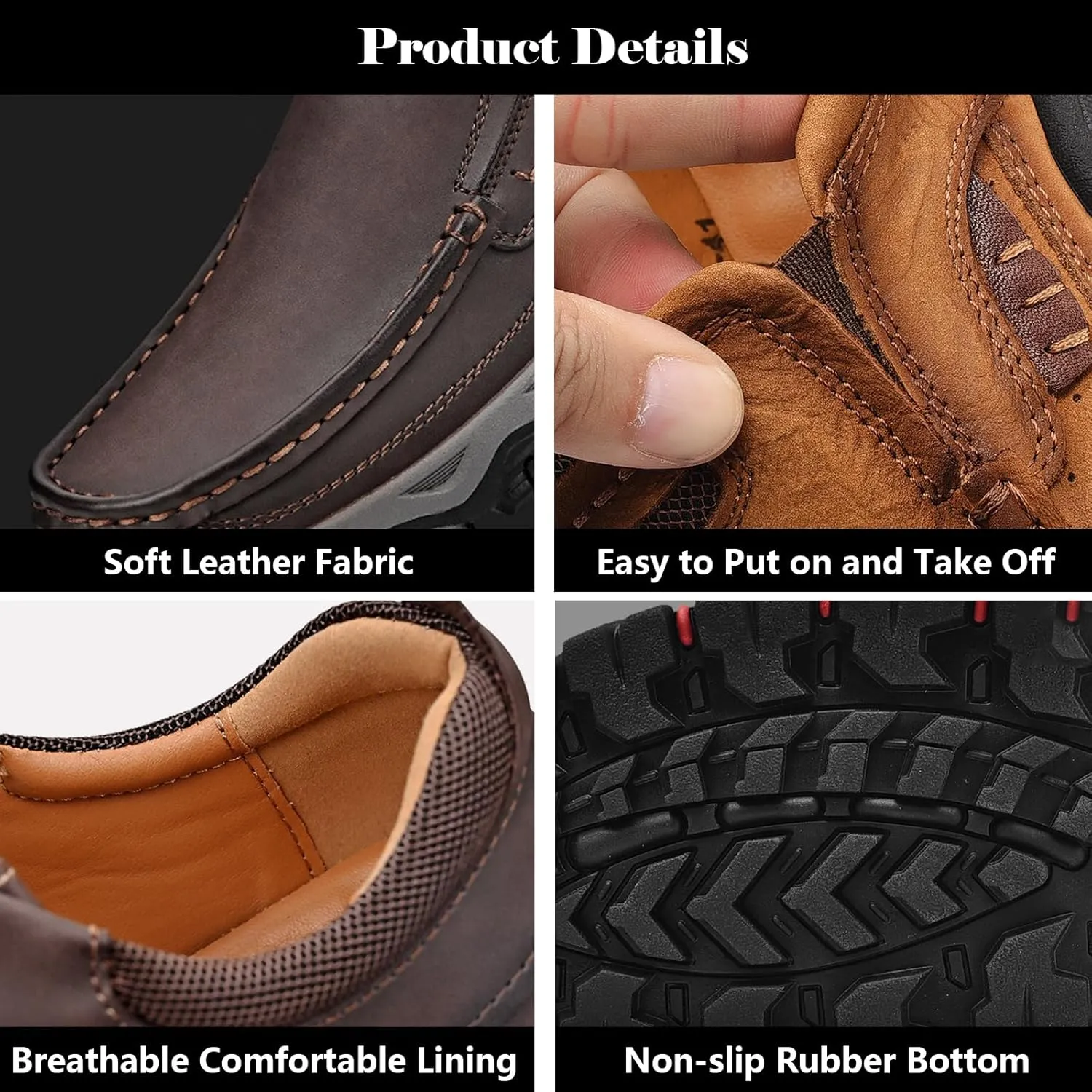 bumuam Men's Comfortable Waterproof Orthopedic Walking Shoes, Slip on Shoes for Men Work Loafers, Outdoor Non-Slip Sneakers, for Travel, Camping, Running