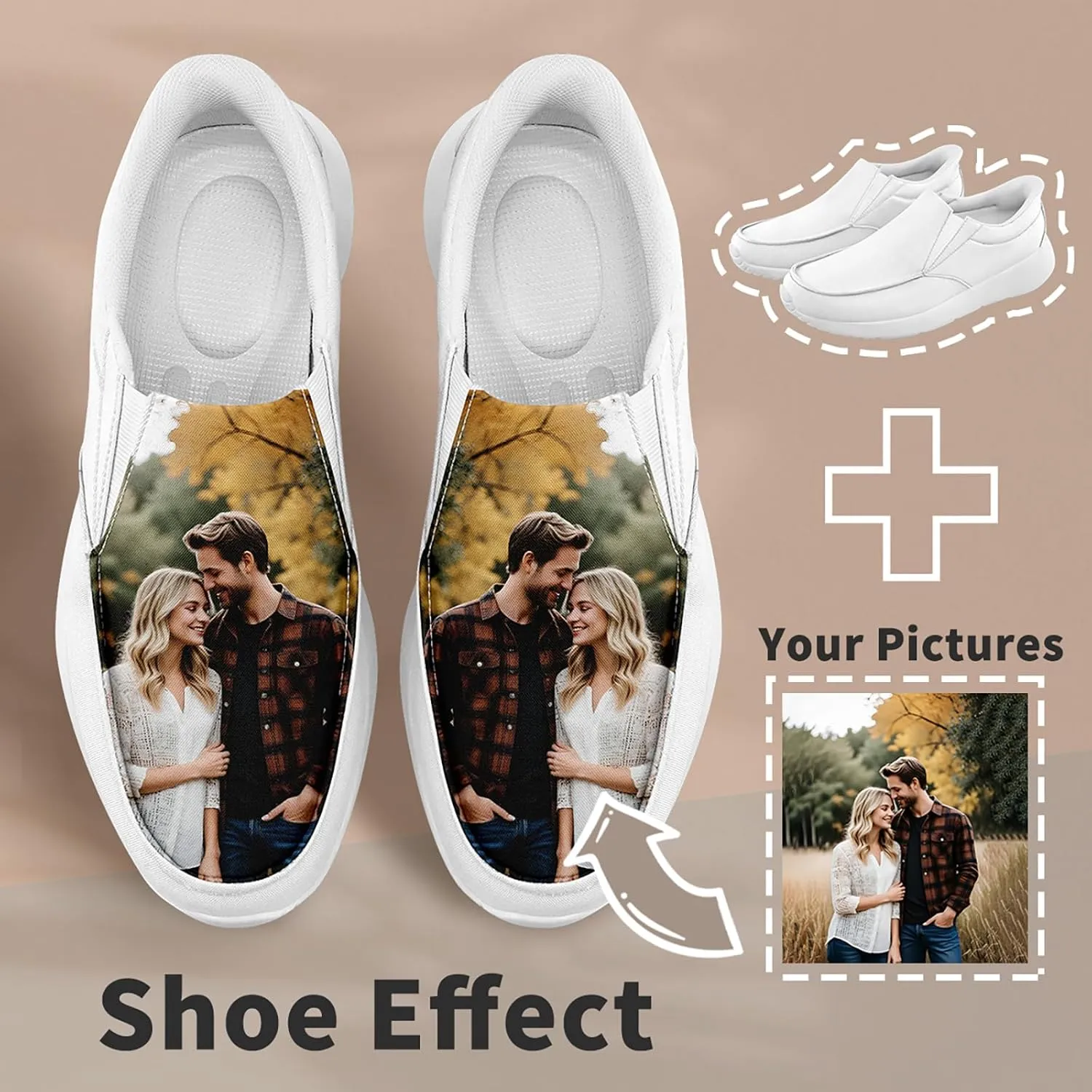 Custom Canvas Slip-On Shoes for Men Women Print Your Design Photo Logo Easy to Wear Work Walking Casual Fashion Gift Sneaker