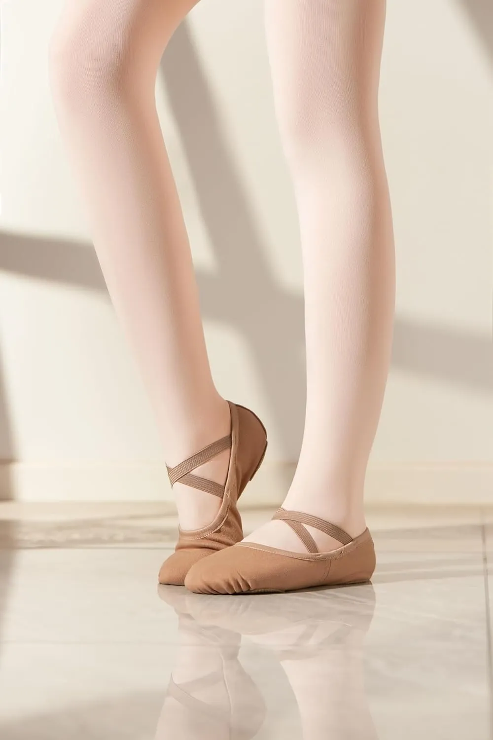 Dance Women's Ballet Shoes Stretch Canvas Dance Slippers Split Sole for Girls/Adult