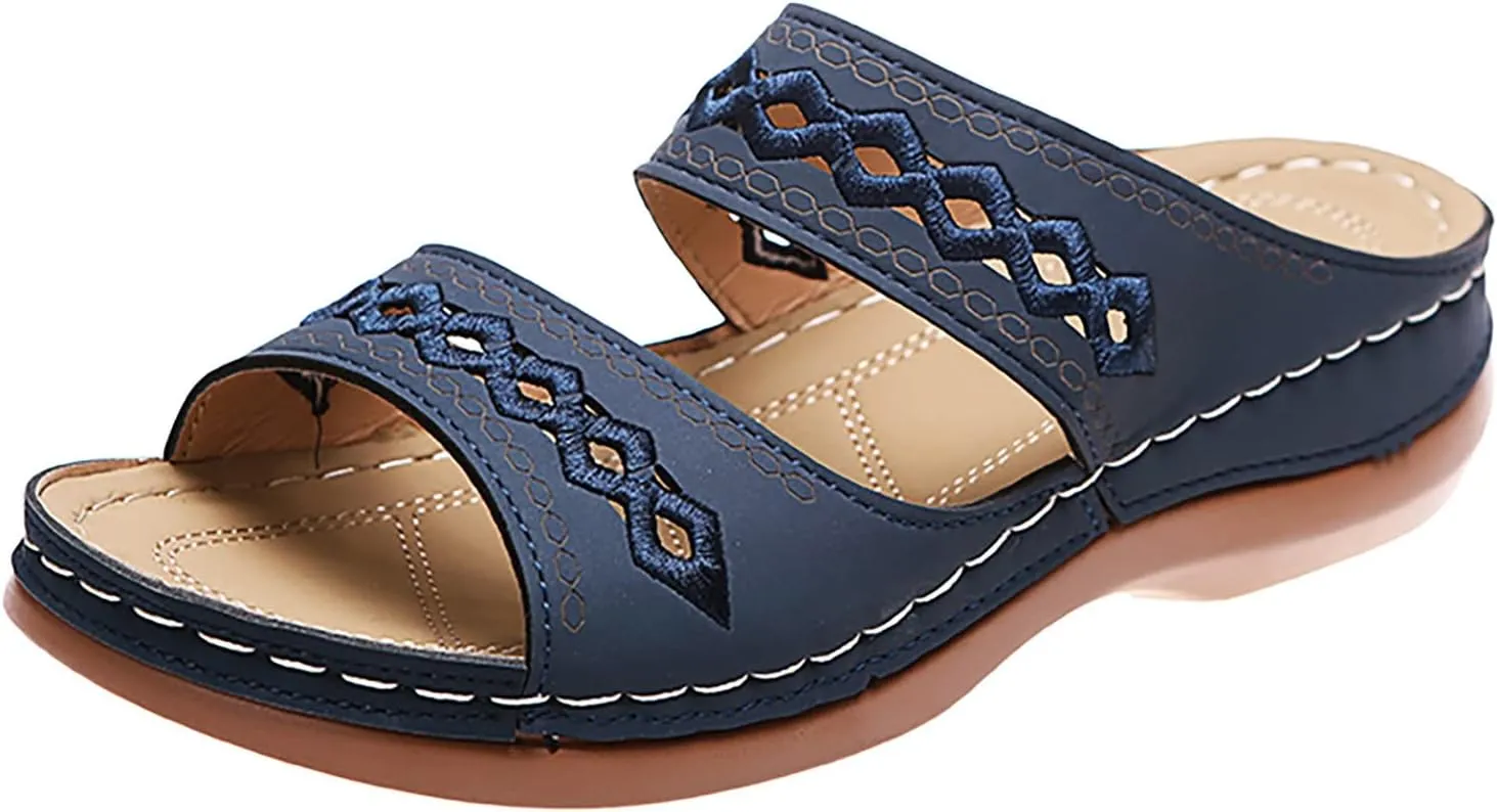 Eduavar Walking Sandals Women Comfort, Womens Sandals Comfortable Slip On Sandals Open Toe Slip On Walking Sandals Shoes