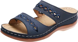 Eduavar Walking Sandals Women Comfort, Womens Sandals Comfortable Slip On Sandals Open Toe Slip On Walking Sandals Shoes