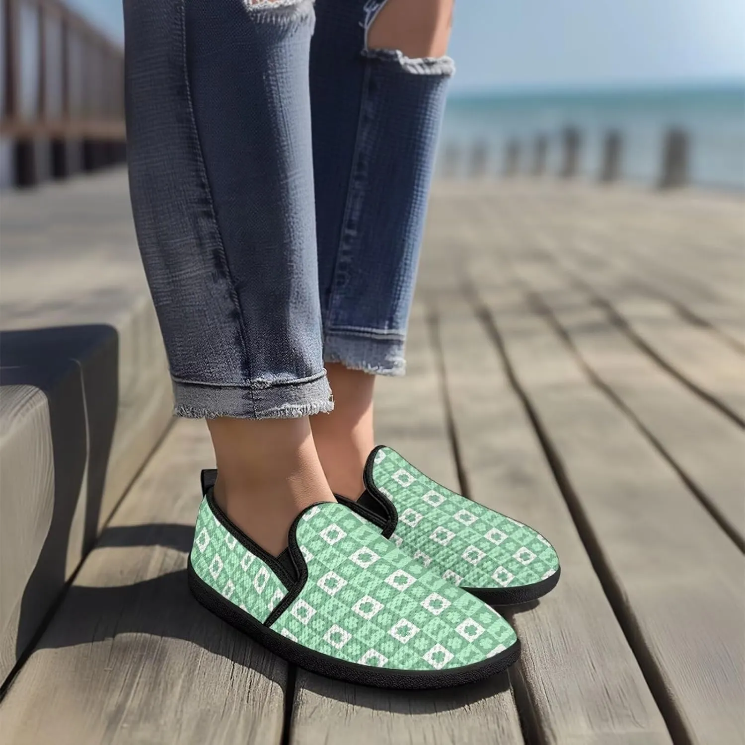 Fashion Barefoot Walking Shoe Womens Casual Slip On Loafers Breathable Anti-Slip Camping Shoes with EVA Sole for Cycling US 6-11 Black Sole