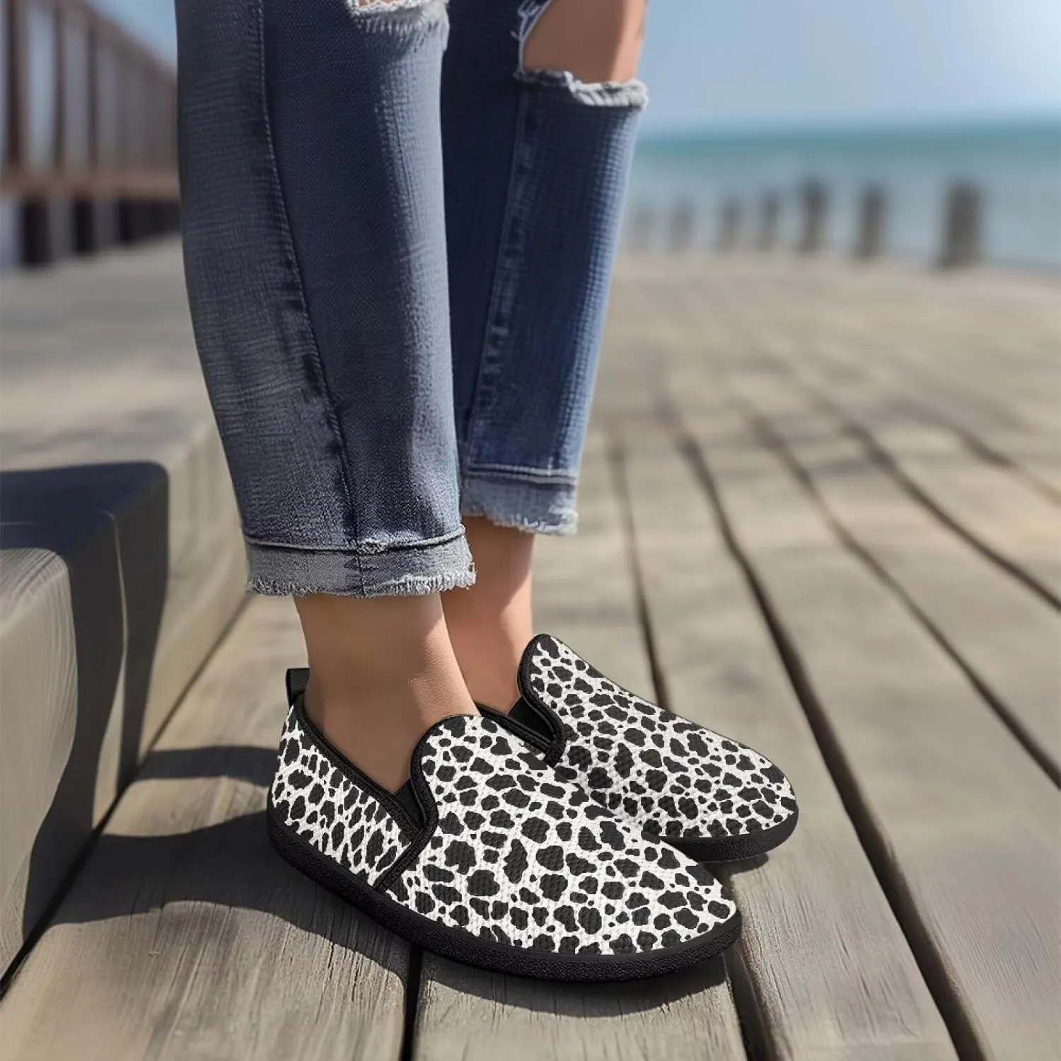 Fashion Barefoot Walking Shoe Womens Casual Slip On Loafers Breathable Anti-Slip Camping Shoes with EVA Sole for Cycling US 6-11 Black Sole