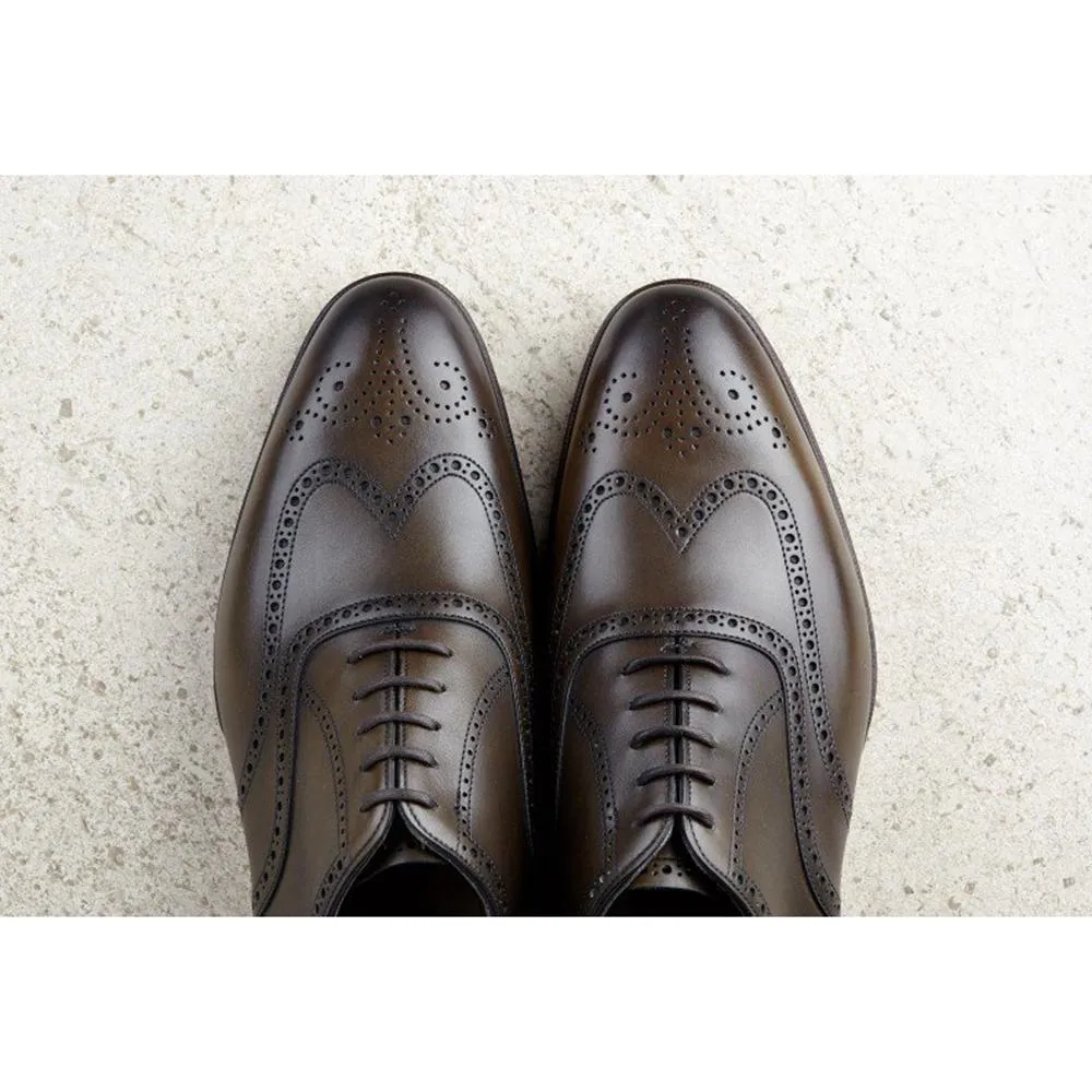Flat Feet Shoes - Olive Green Leather Wealden Oxfords with Arch Support