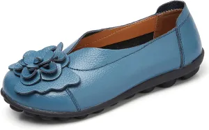 Flat Loafers for Women Comfortable Slip on Round Toe Slingback Soft Soles Moccasins with Flowers Walking Casual Dressy Lightweight Flat Shoes Nurse Driving Work Shoes Breathable Fashion Footwear