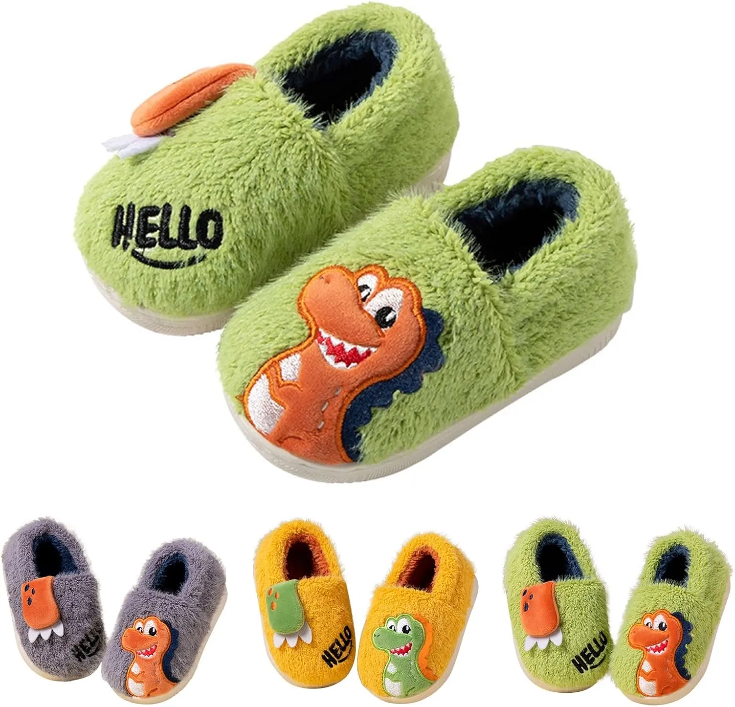 Girls Boys Cute ????artoon Slippers with Memory Foam Kids Plush Warm Winter House Shoes Fuzzy Cozy Slippers Boys Size 13
