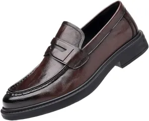 Italian Leather Slip-on Shoes Mens Business Dress Square Toe British Slip-On Formal Casual Loafer Oxford Shoes Wedding