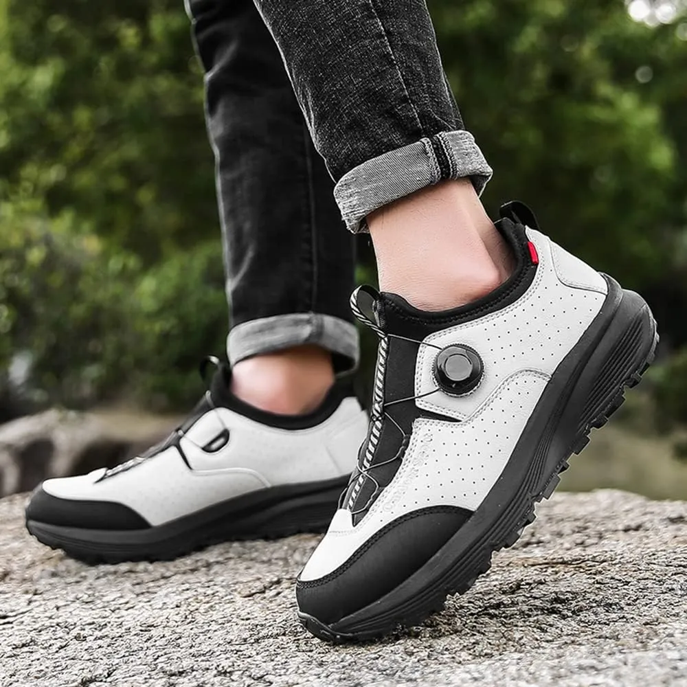 JITUUE Men's Waterproof Hiking Shoes Leather Low-Top Hiking Shoes for Outdoor Trailing Trekking Camping Walking Sneakers