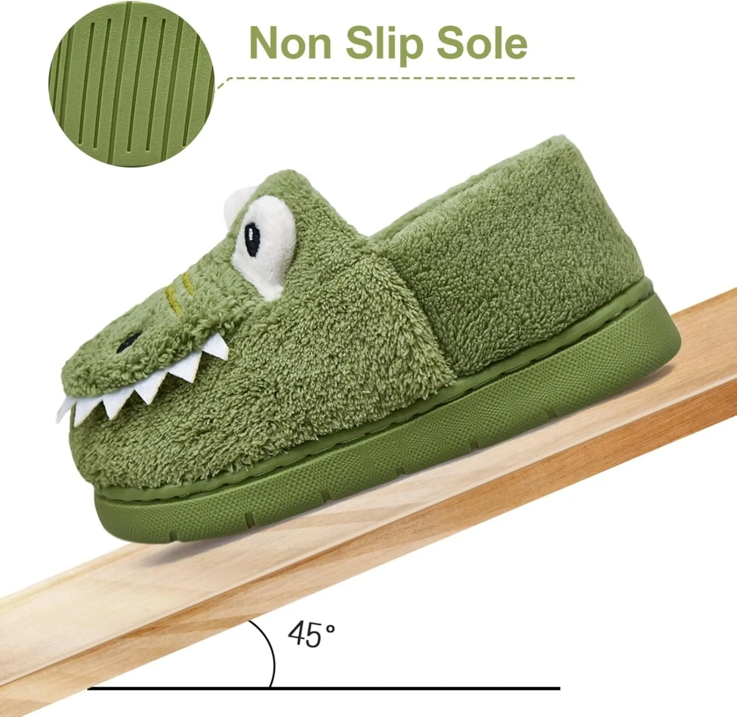 Kids Cartoon Dinosaur Slippers Boys Girls Plush Non-Slip House Slippers Fleece Warm Soft Slip-On Bedroom Shoes