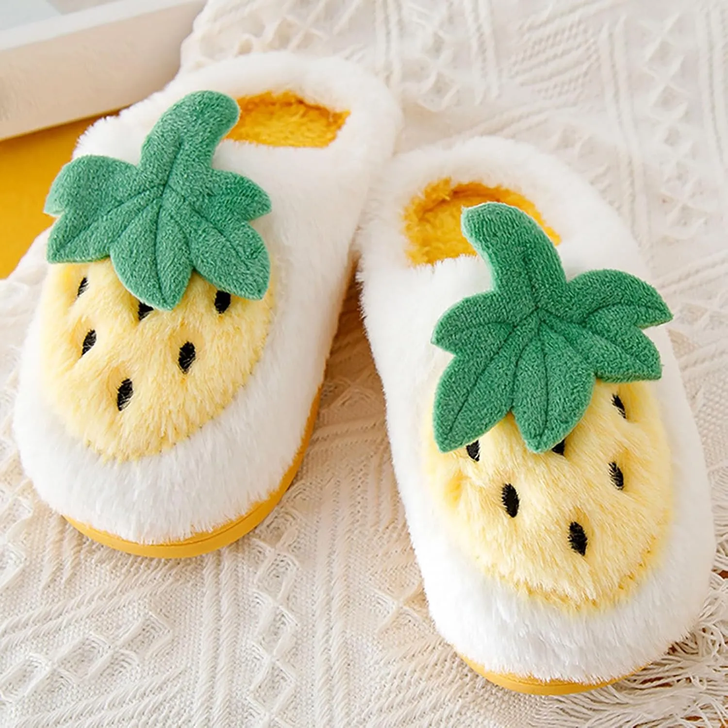 Kids Cute Strawberry ??ushroom Slippers Soft Bottom Comfort Slippers Fleece Plush Warm Cozy Outdoor Tween Shoes