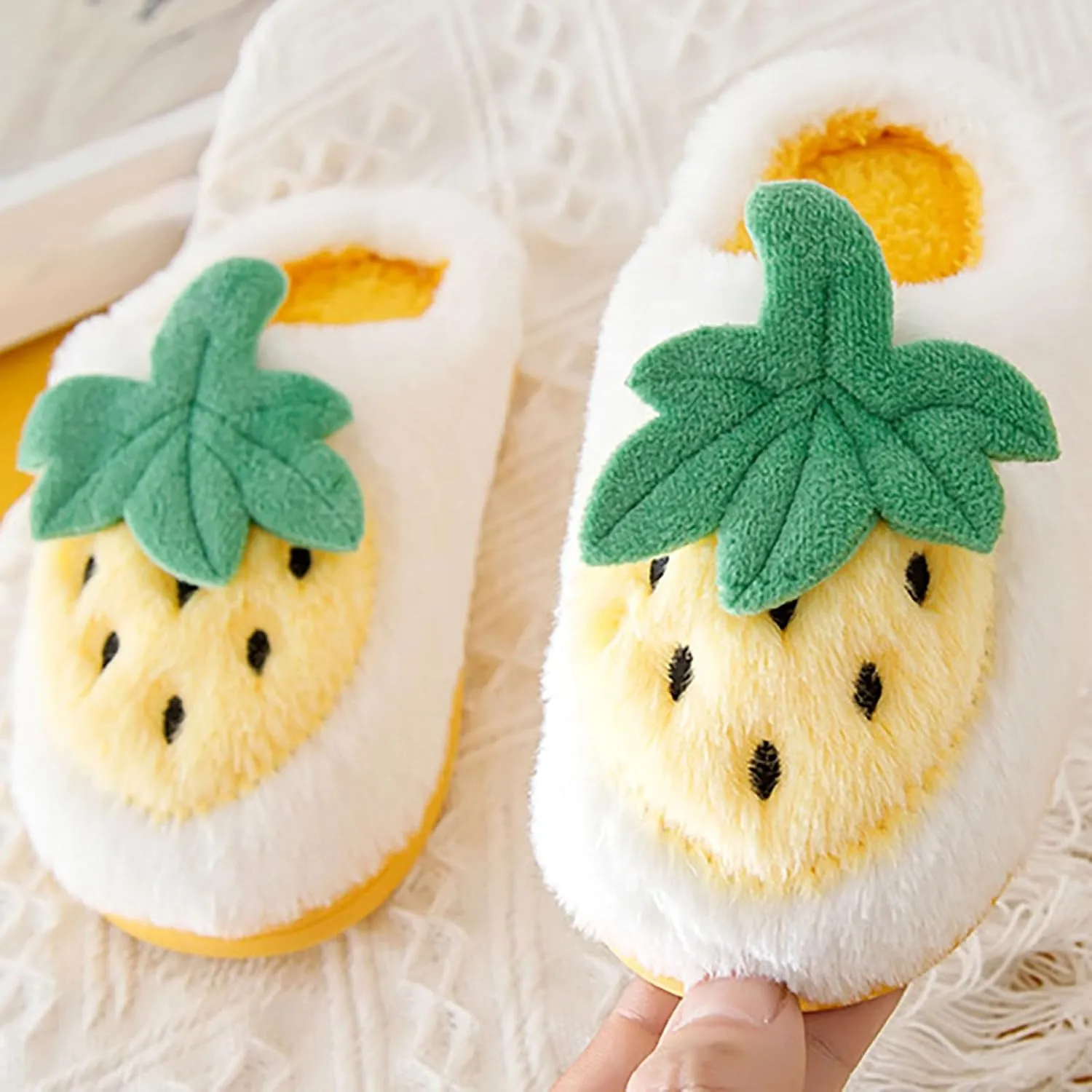 Kids Cute Strawberry ??ushroom Slippers Soft Bottom Comfort Slippers Fleece Plush Warm Cozy Outdoor Tween Shoes