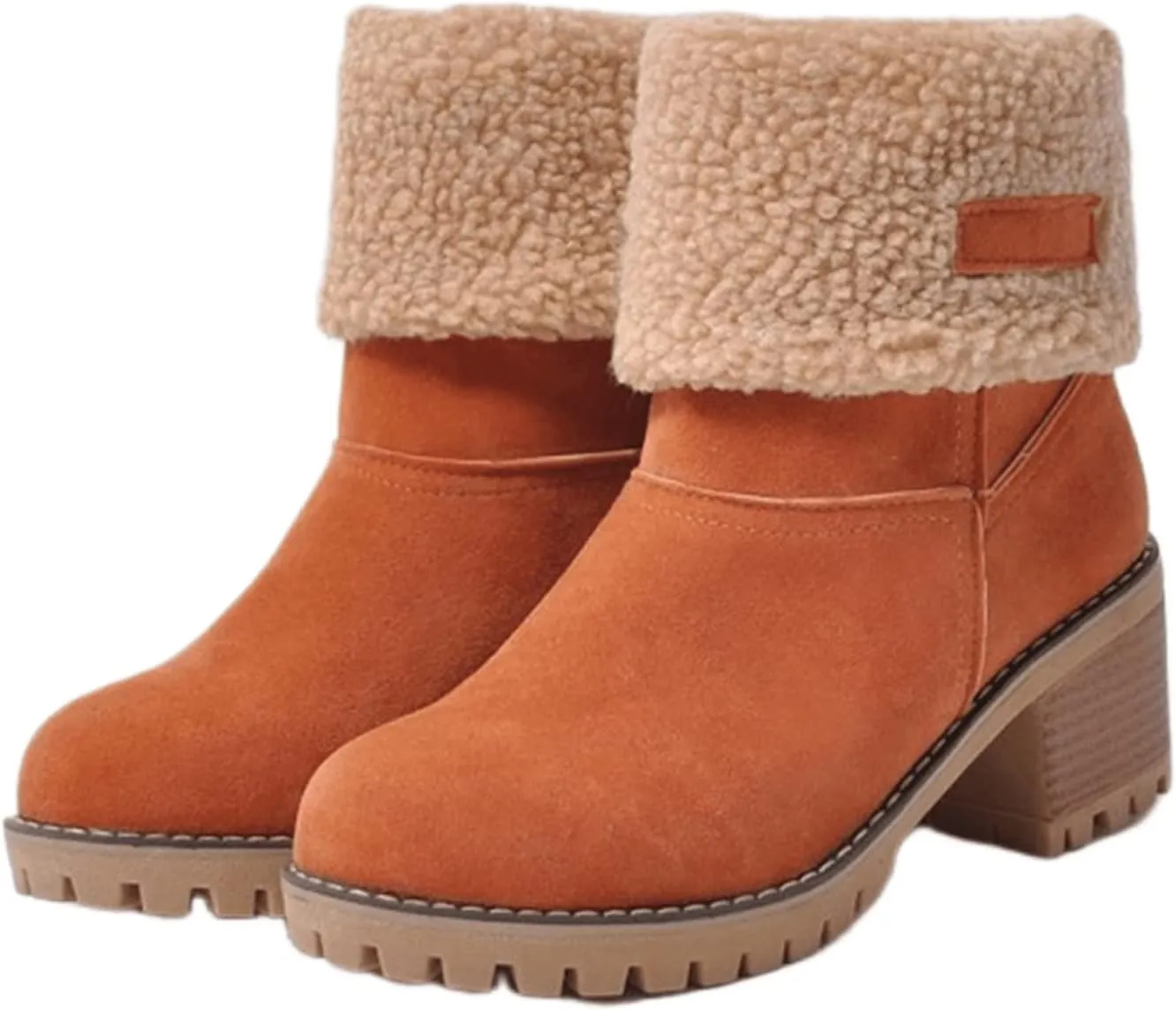 Ladmiple Snow Boots For Women Cute Wide Calf Winter Boots Classic Faux Fur Lined Slip On Fashion Casual Warm Ankle Booties