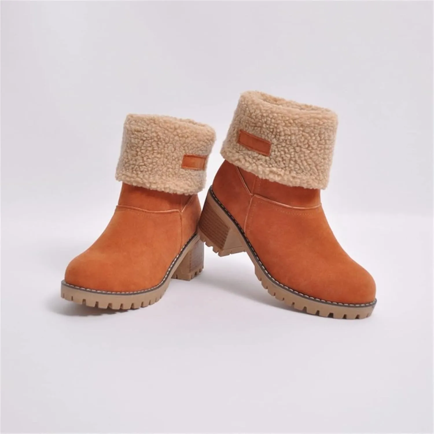 Ladmiple Snow Boots For Women Cute Wide Calf Winter Boots Classic Faux Fur Lined Slip On Fashion Casual Warm Ankle Booties