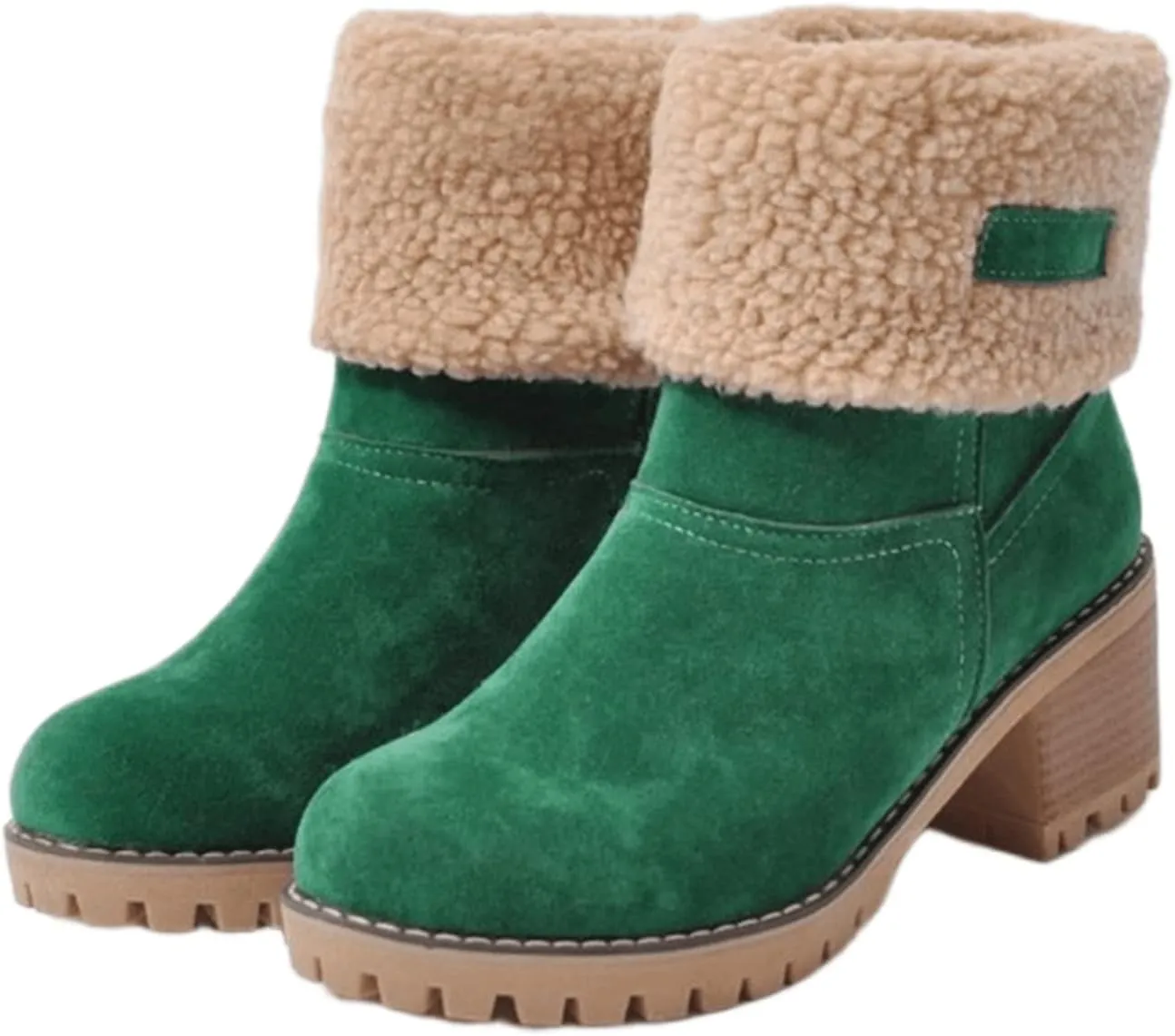 Ladmiple Snow Boots For Women Tall Mid Calf Warm Fur Lined Winter Boots Outdoor Slip On Comfortable Fashion Walking Shoes