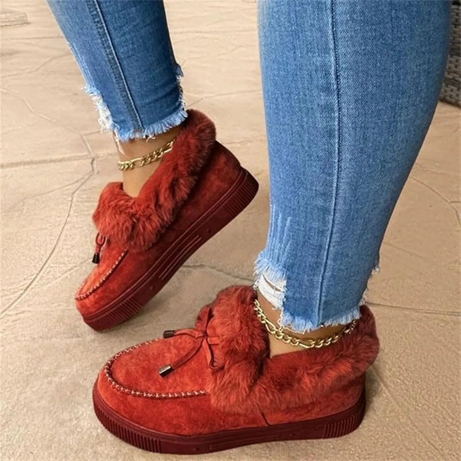 Ladmiple Winter Boots For Women Fashion Snow Boots Winter Shoes with Fur Lined Comfortable Warm Slip On Ankle Booties