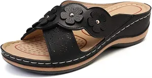 Ladmiple Womens Sandals Dressy Summer Orthopedic Walking Slippers with Arch Support Vintage Slip On Orthotic Flip Flops