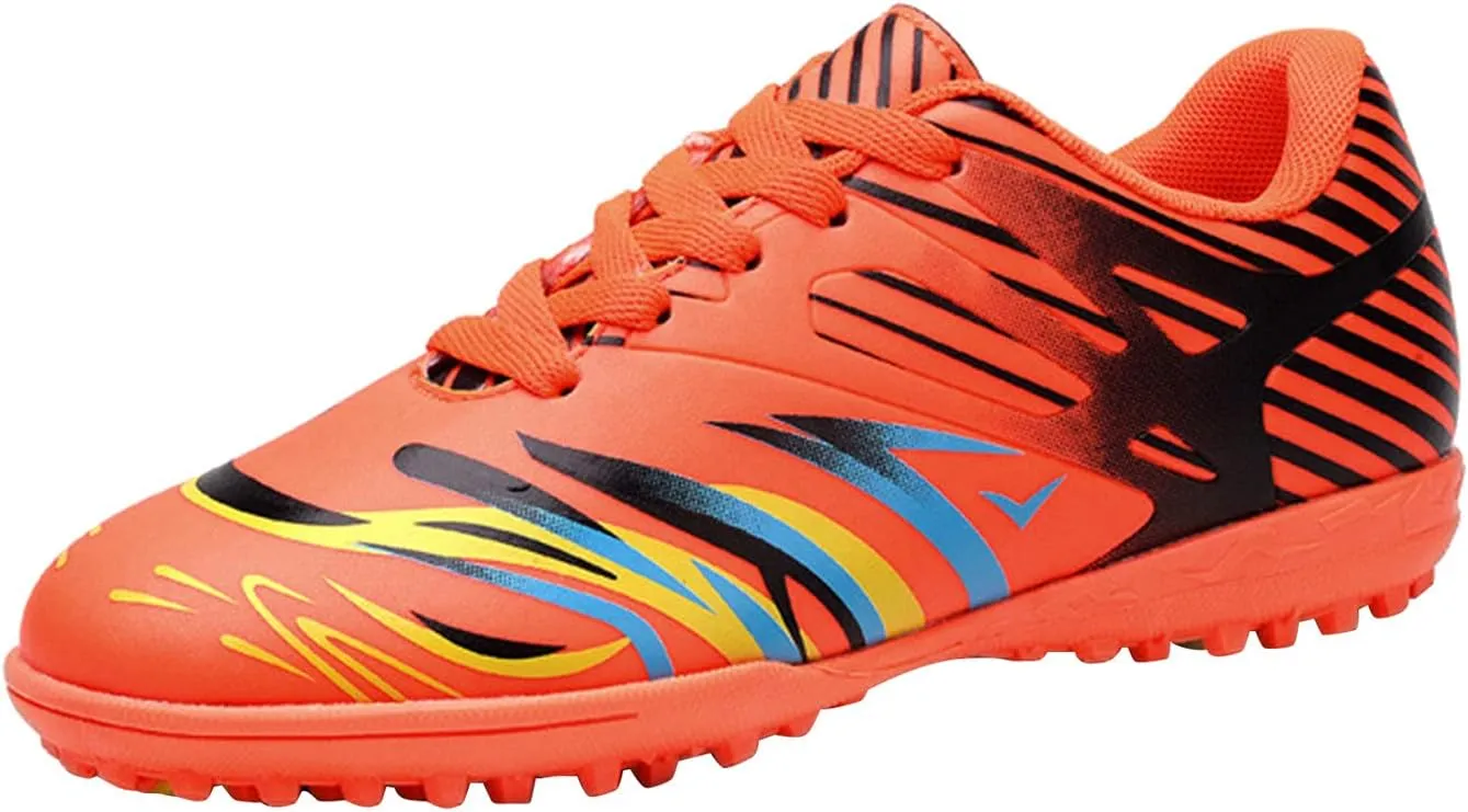 Little Boys Soccer Shoes Firm Ground Youth Soccer Cleats Kids High-Top Football Boots Outdoor Training Sneaker