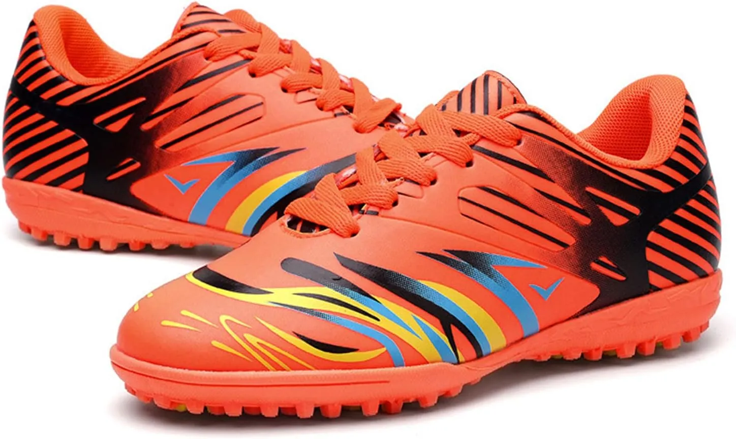 Little Boys Soccer Shoes Firm Ground Youth Soccer Cleats Kids High-Top Football Boots Outdoor Training Sneaker