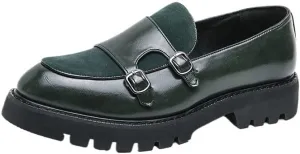 Luxury Vintage Style Men Loafers Slip-On Leather Shoes with Buckle, Breathable Solid Color Upper, Anti-Skid & Wear-Resistant Sole, Suitable for Daily, Casual, Business, Office, Party, Wedding