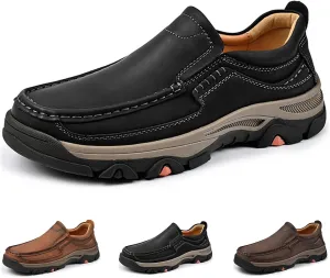 Men Casual Leather Sneakers Loafers Oxford Outdoor Walking Shoes Fashion Hiking Shoes Lightweight Slip on Walking Sneakers