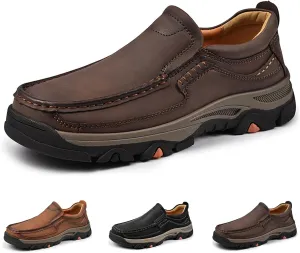 Men Casual Leather Sneakers Loafers Oxford Outdoor Walking Shoes Fashion Hiking Shoes Lightweight Slip on Walking Sneakers