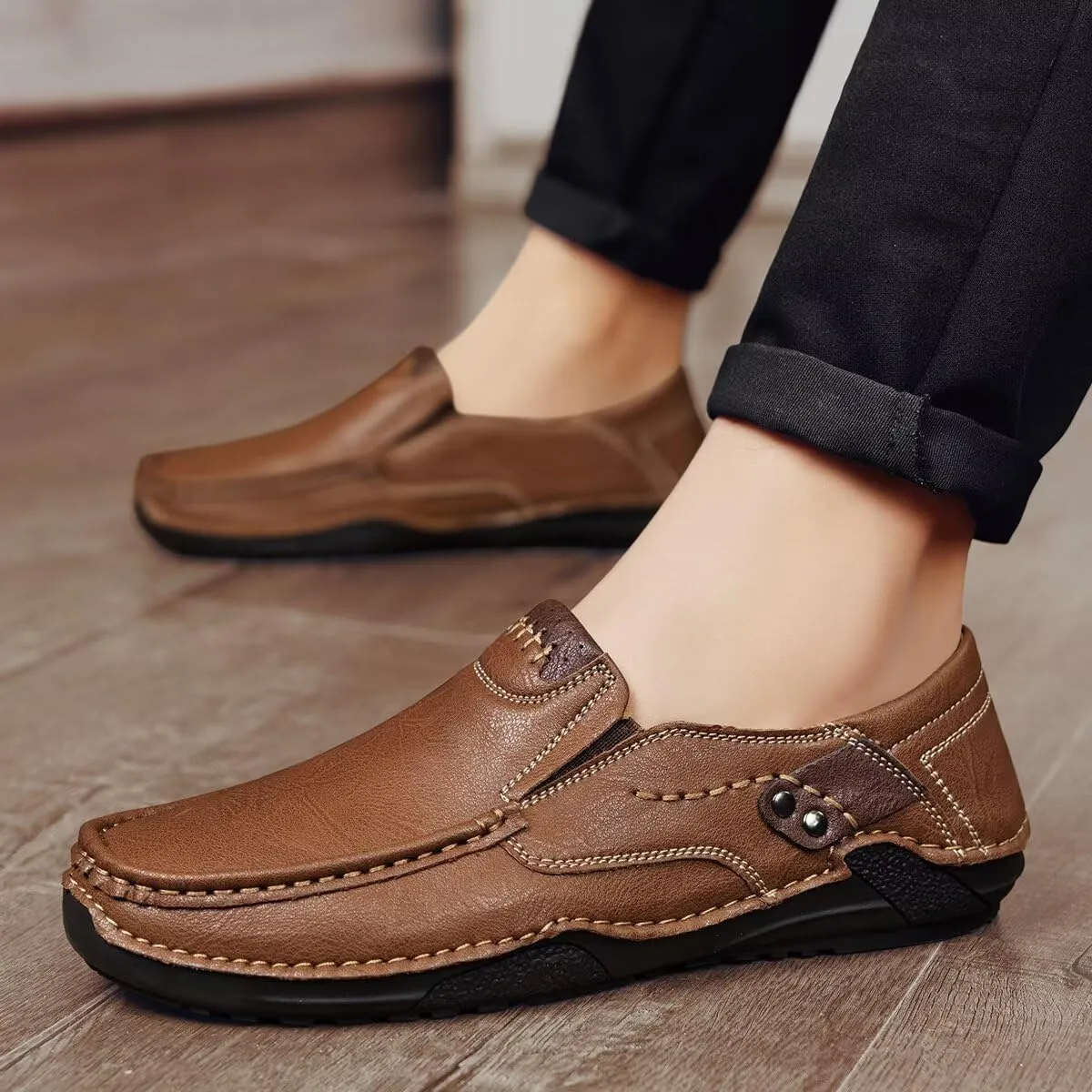 Men's Leather Loafers Slip On Shoes,Casual Fashion Business Arkget Office Driving Shoes for Men??includes Extra Insole??