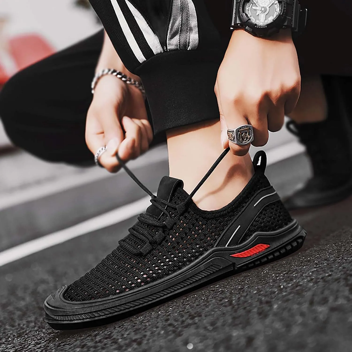 Men's Outdoor Casual Shoes Mesh Shoes Non Slip Breathable Sports Hiking Shoes Travel Hiking Shoes mens sandlas