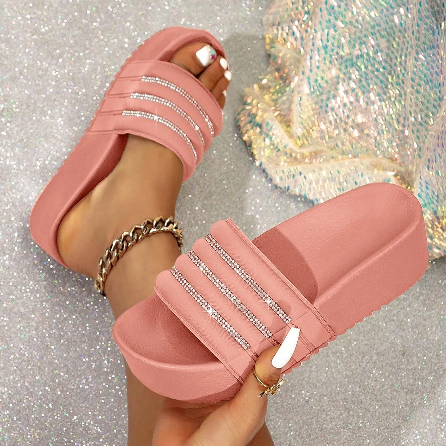 Mens Shower Shoes Slides for Women Bathroom Slippers Men Womens Slides Open Toe Non Slip Indoor Outdoor Slippers