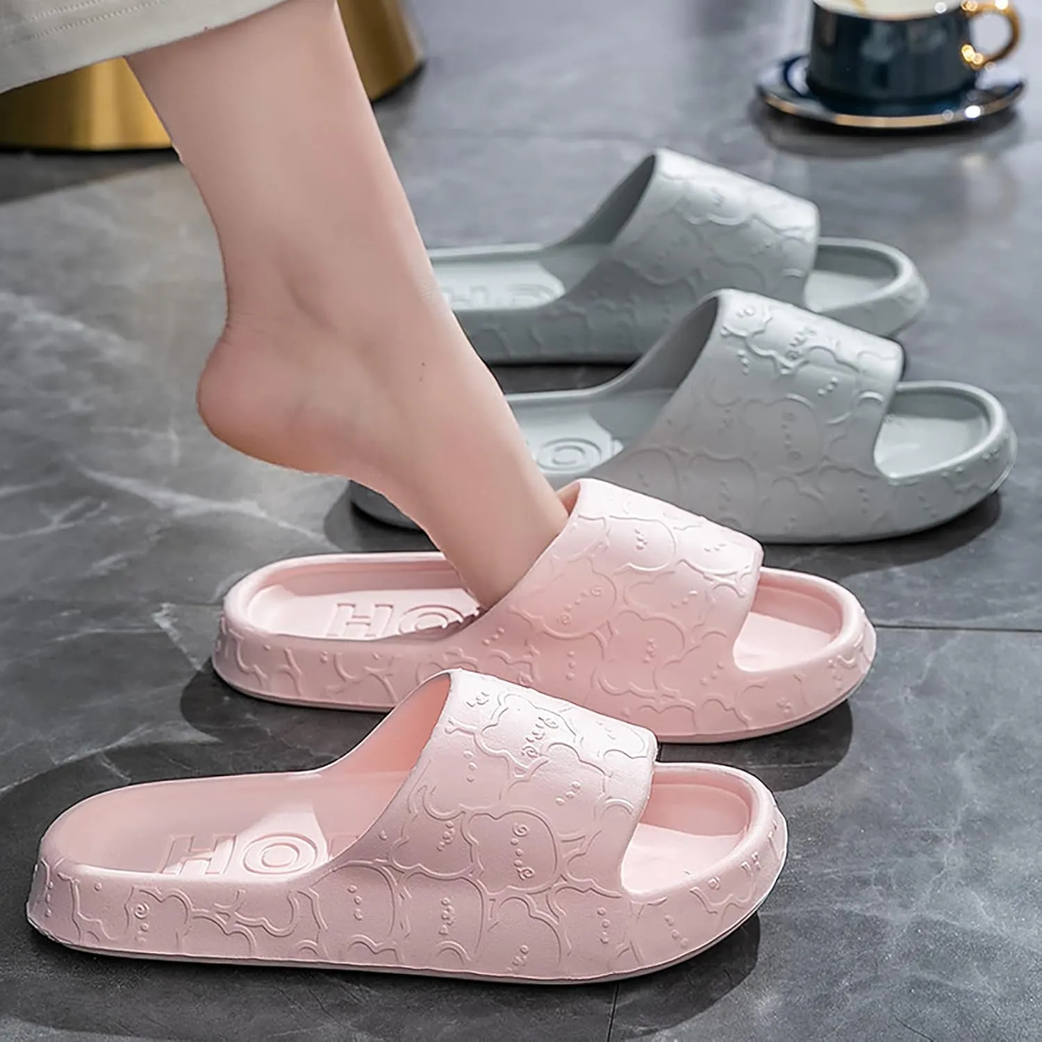 Mens Slides Shower Shoes Women Mens Shower Shoes Slides for Women Public Drainage Hole Indoor Slippers