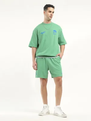 Men's Solid Green Crew Neck Co-ord Set