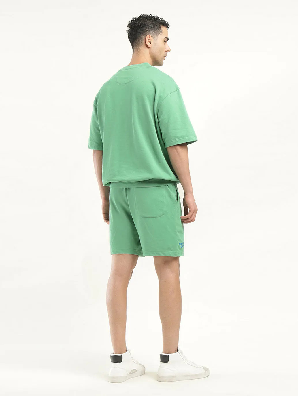 Men's Solid Green Crew Neck Co-ord Set