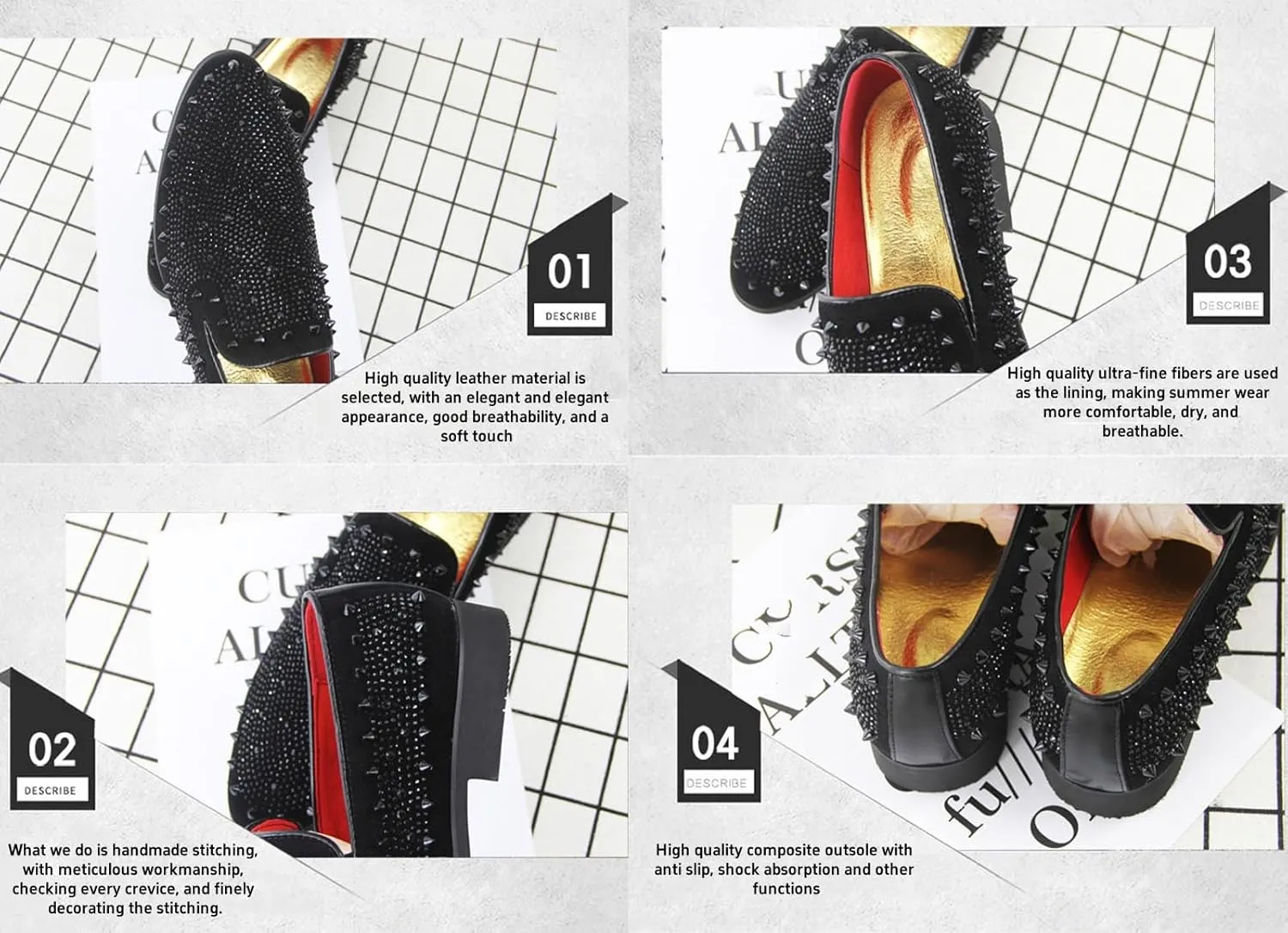 Men's Vintage Glitter Loafers Slip on Leather Wedding Party Dress Penny Sparkly Shoes